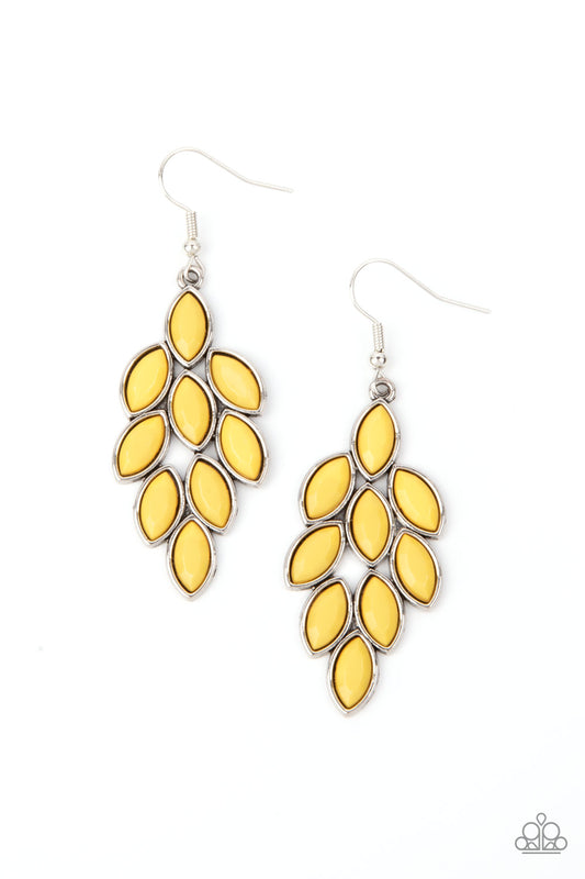 Flamboyant Foliage - Yellow Fish Hook Earrings