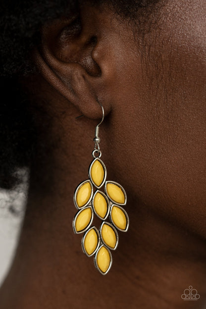 Flamboyant Foliage - Yellow Fish Hook Earrings