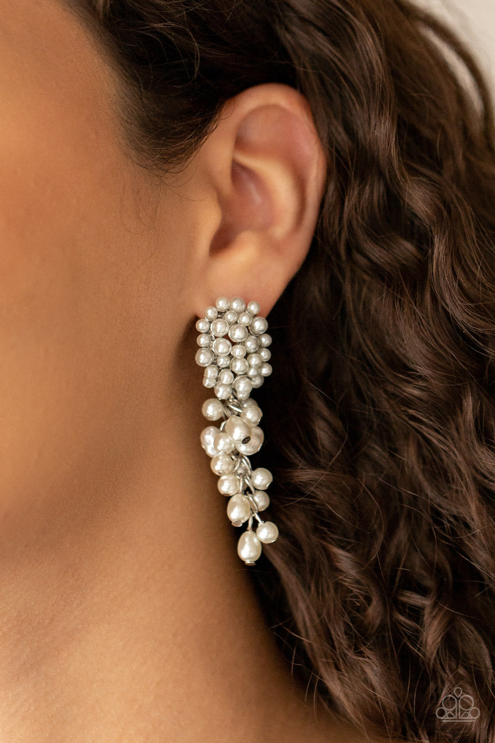 Fabulously Flattering - White - Paparazzi Earrings
