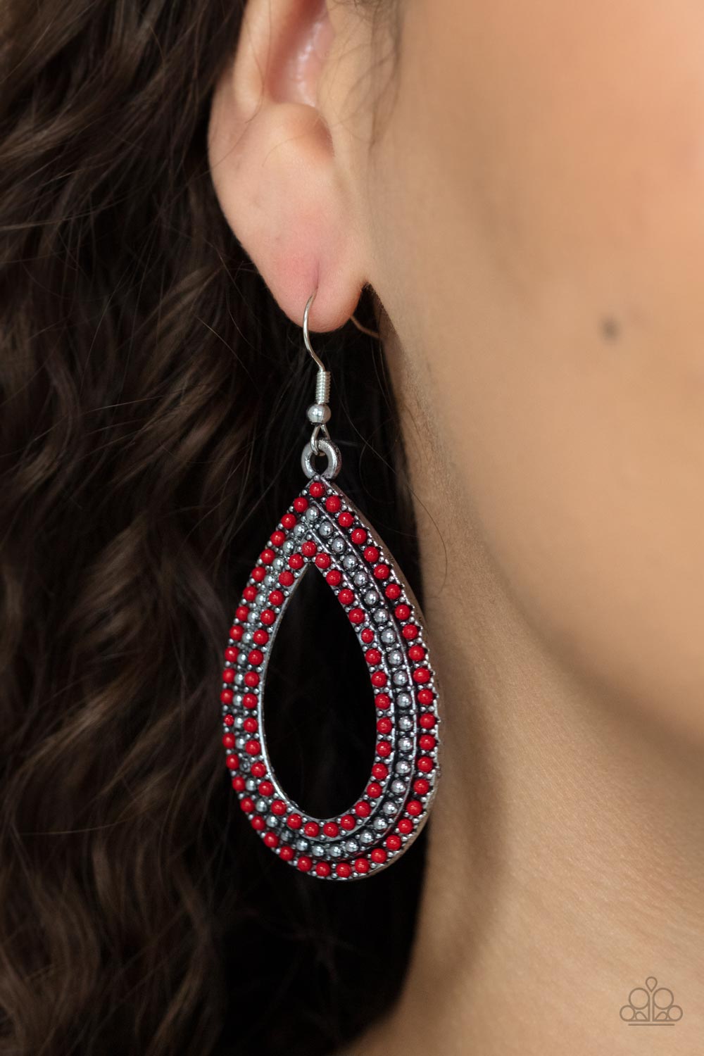 Tear Tracks - Red - Paparazzi Earrings