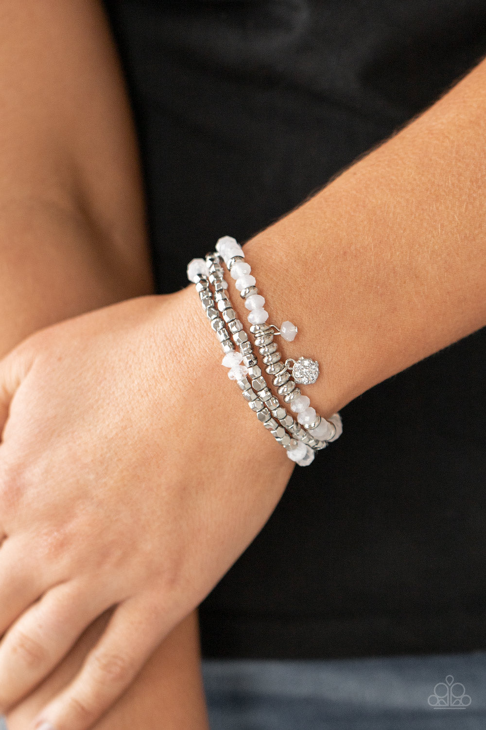 Glacial Glimmer - White - Paparazzi Bracelet