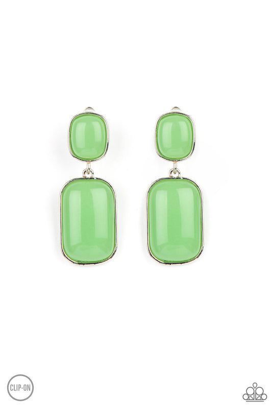 Meet Me At The Plaza - Green - Paparazzi Earrings