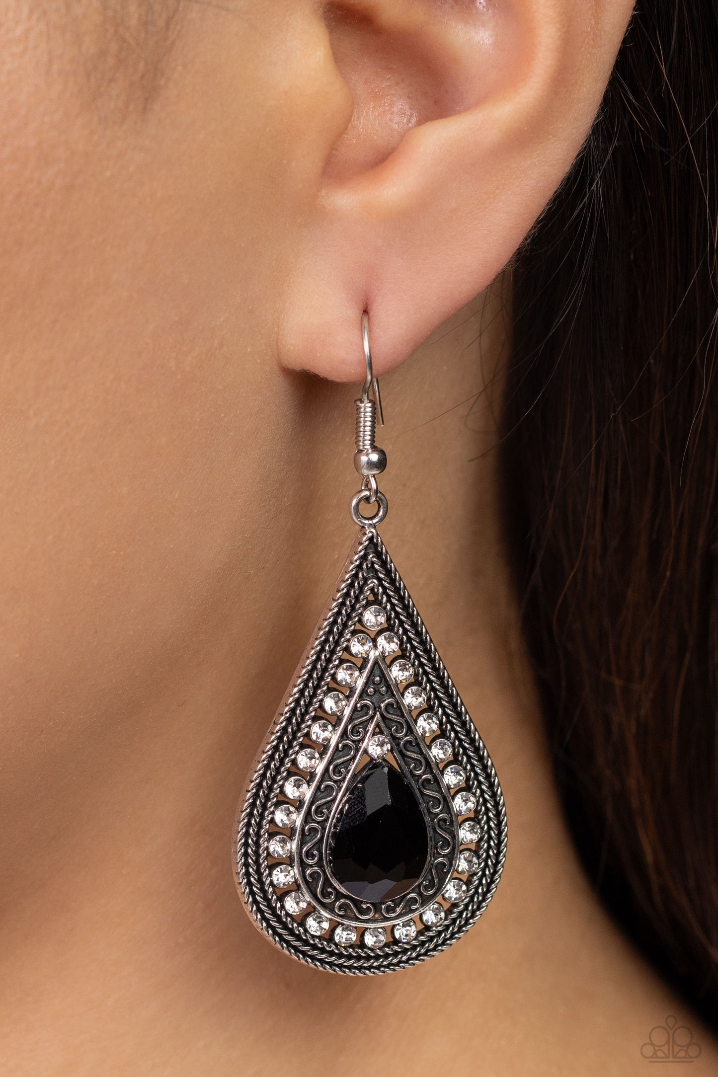 Metro Masquerade - Black - Paparazzi Earrings
