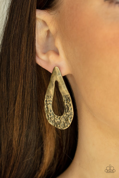 Industrial Antiquity - Brass - Paparazzi Earrings