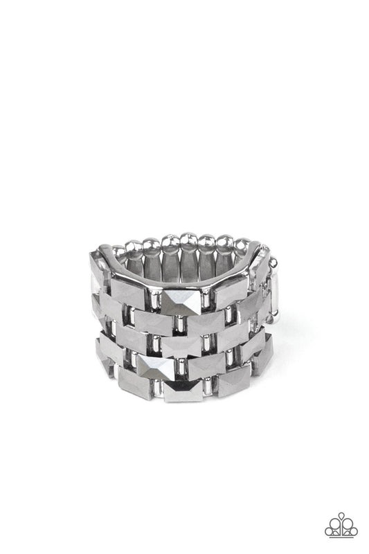 Checkered Couture - Silver - Paparazzi Ring