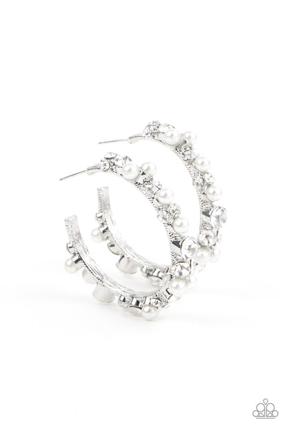 Let There Be SOCIALITE - White - Paparazzi Earrings (LOP)