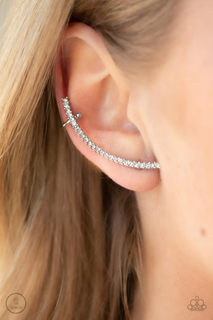 Sleekly Shimmering - White - Paparazzi Earrings