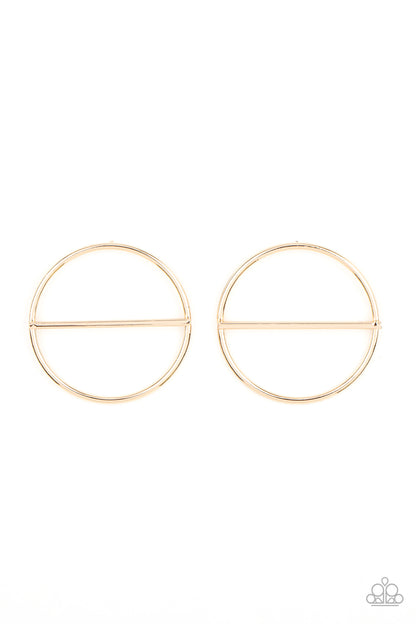 Dynamic Diameter - Gold - Paparazzi Earrings