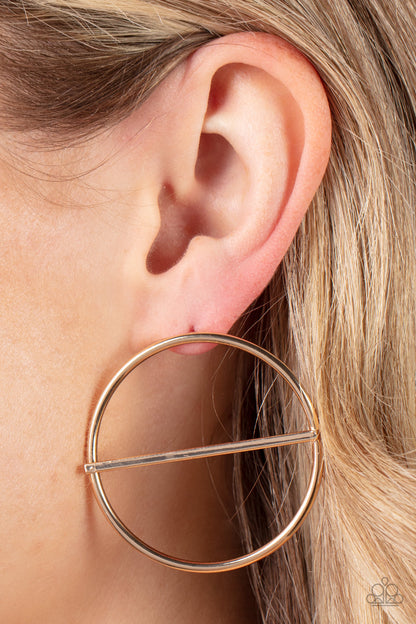 Dynamic Diameter - Gold - Paparazzi Earrings