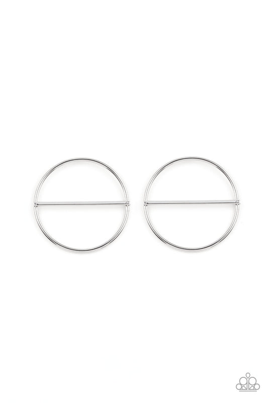 Dynamic Diameter - Silver - Paparazzi Earrings