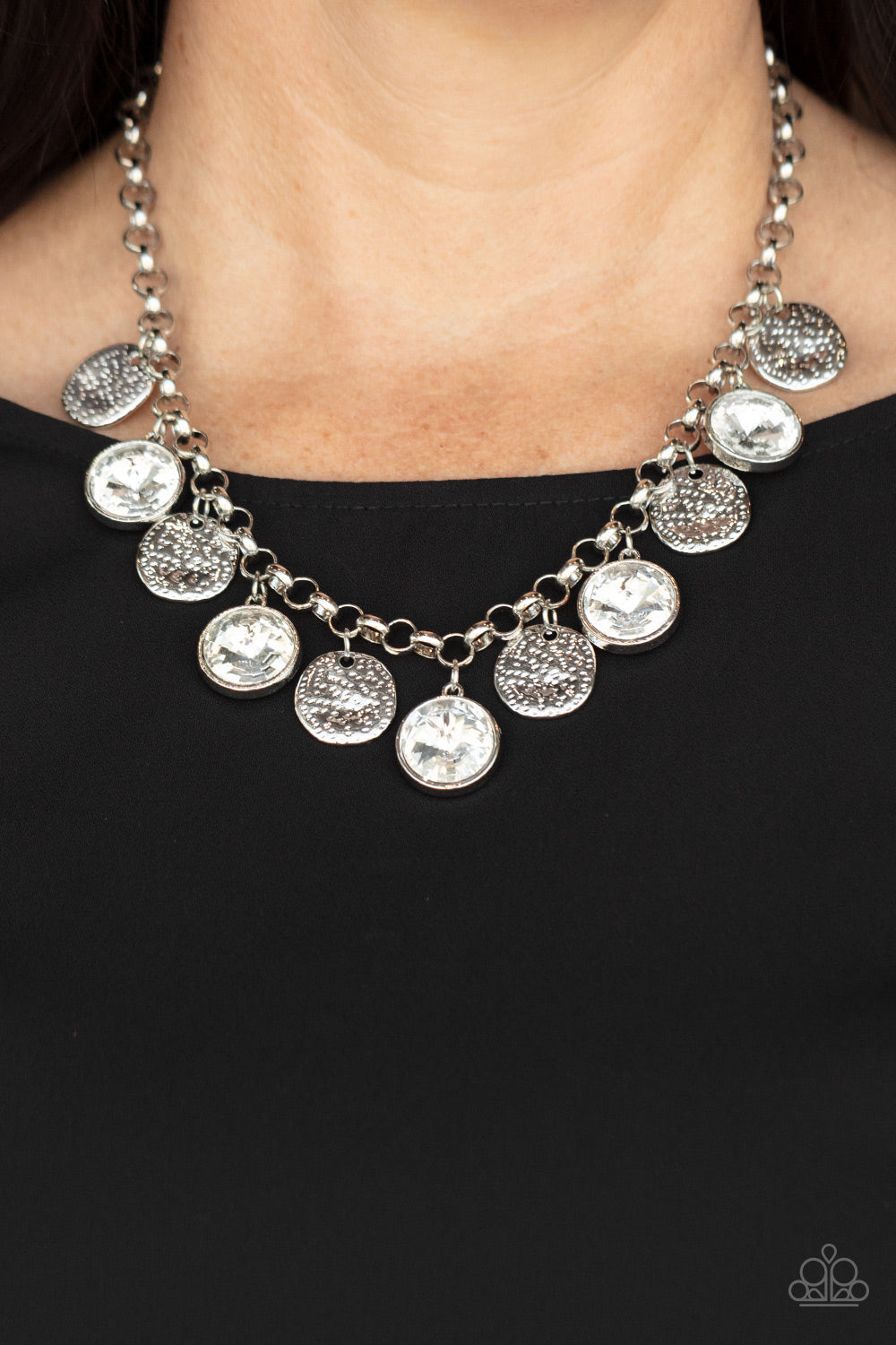 Spot On Sparkle - White - Paparazzi Necklace
