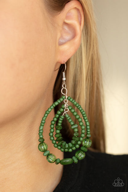Prana Party - Green - Paparazzi Earrings