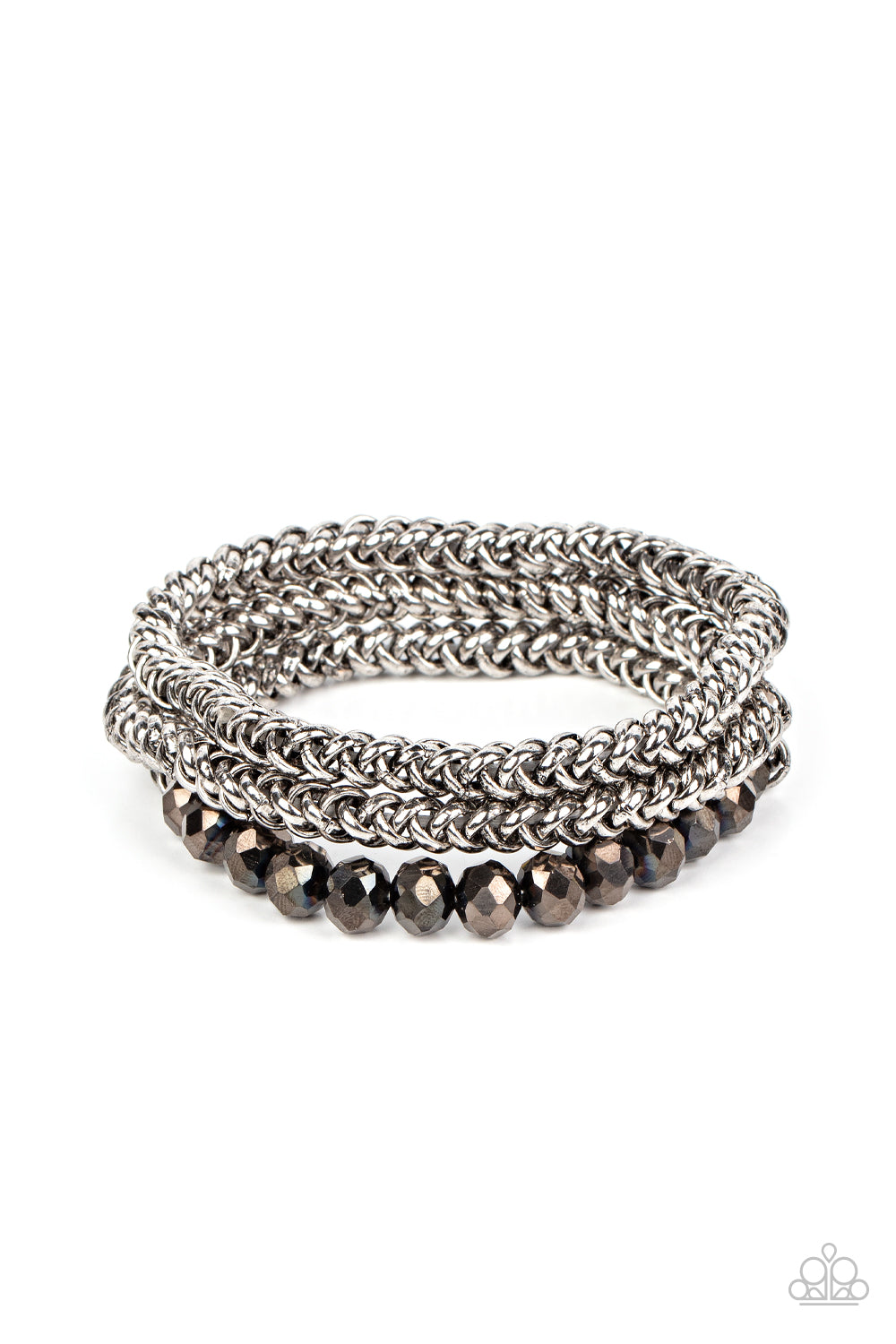 Gutsy and Glitzy - Silver - Paparazzi Bracelet