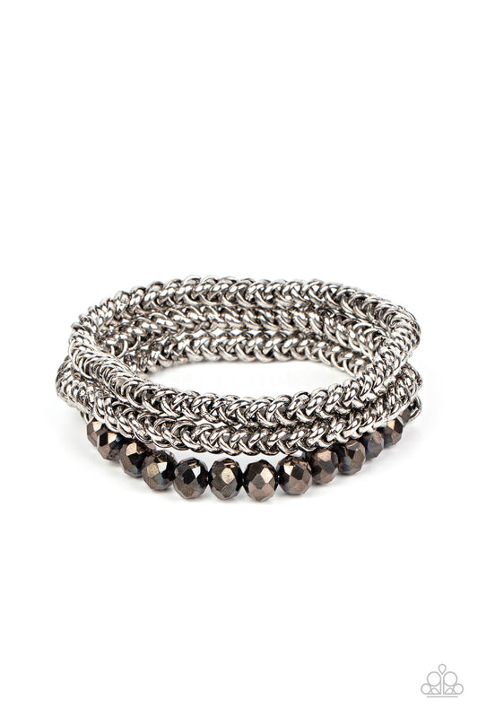 Gutsy and Glitzy - Silver - Paparazzi Bracelet