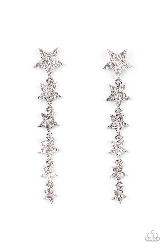 Americana Attitude - White - Paparazzi Earrings