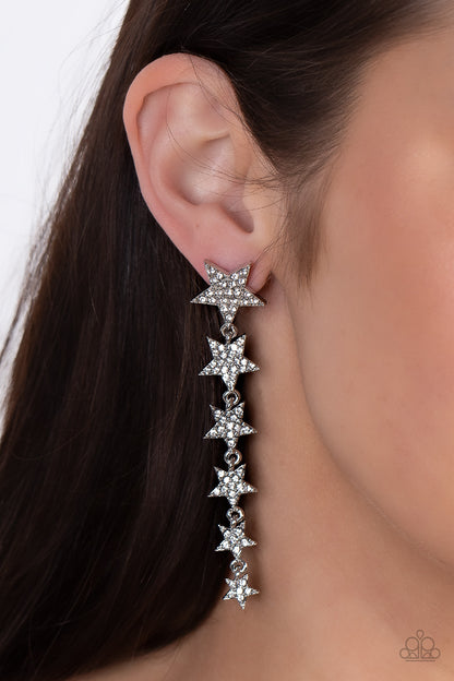 Americana Attitude - White - Paparazzi Earrings