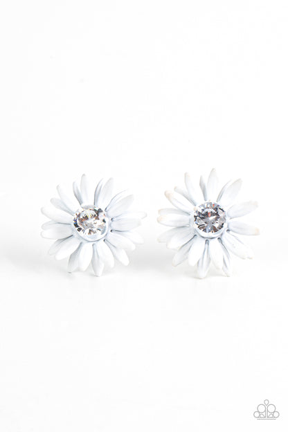 Sunshiny DAIS-y - White - Paparazzi Earrings