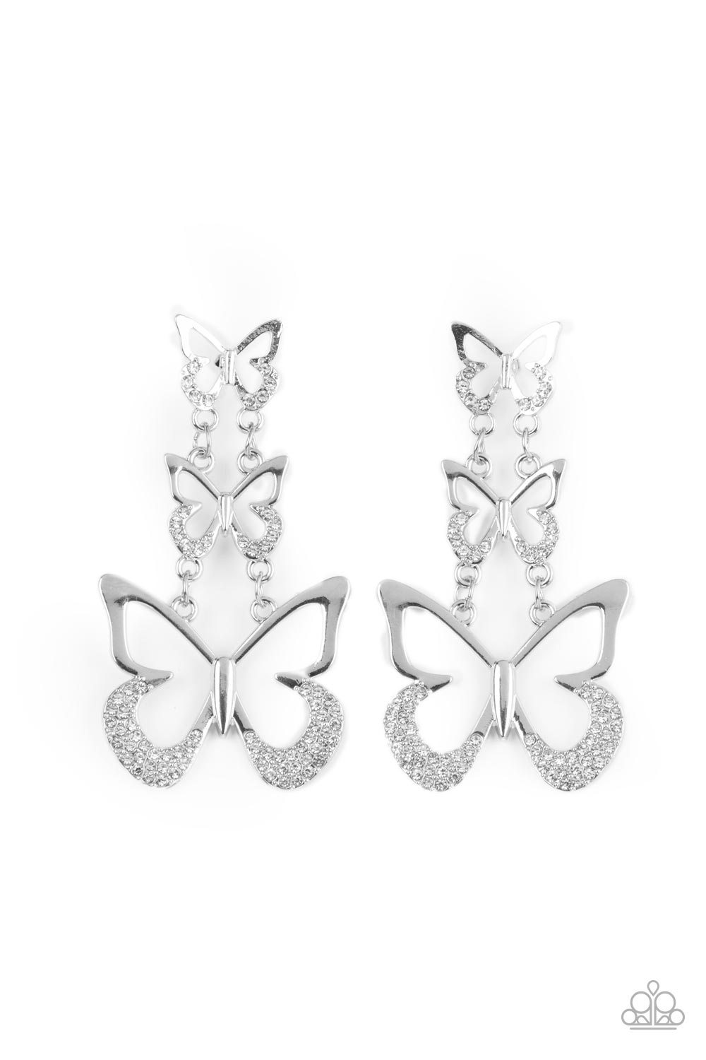 Flamboyant Flutter - White - Paparazzi Earrings