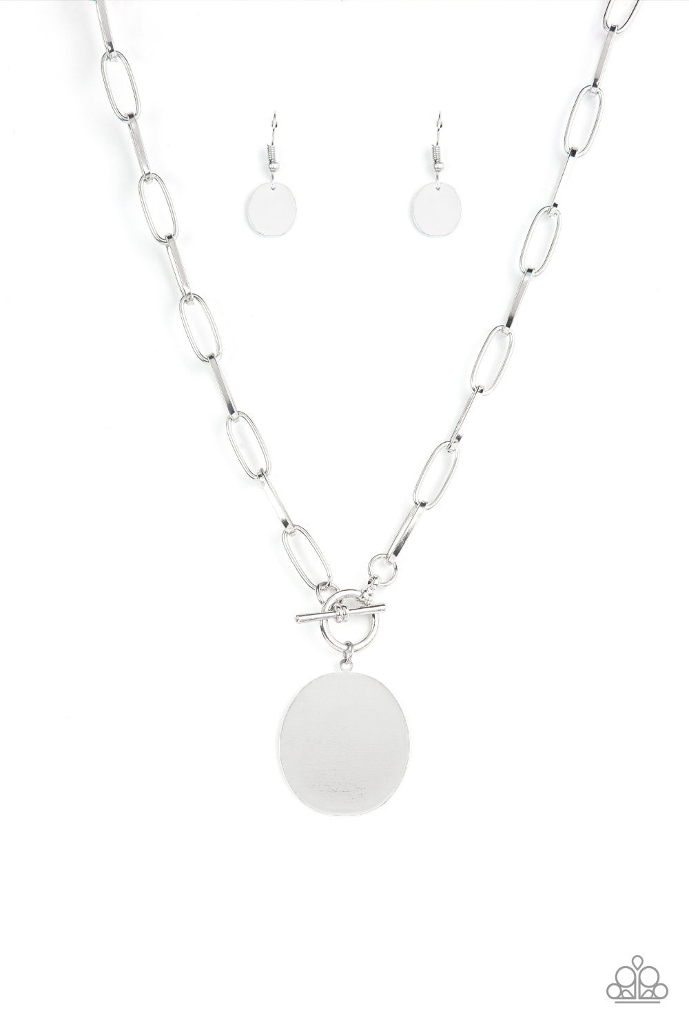 Tag Out - Silver - Paparazzi Earrings