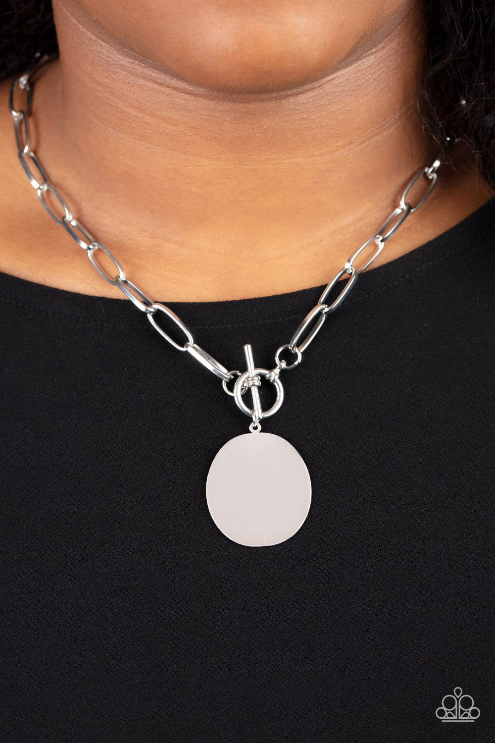 Tag Out - Silver - Paparazzi Earrings