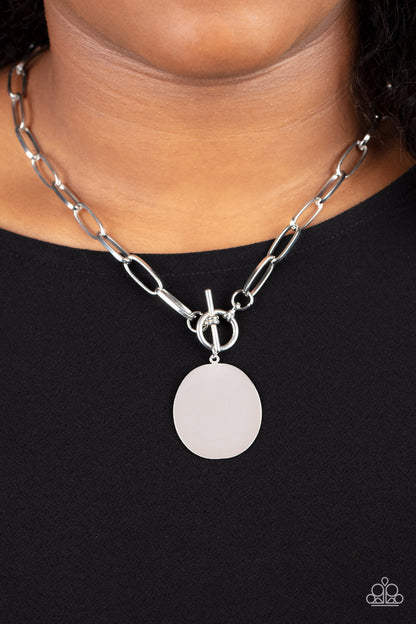Tag Out - Silver - Paparazzi Earrings
