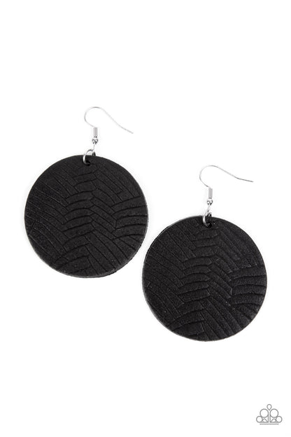Leathery Loungewear - Black - Paparazzi Earrings