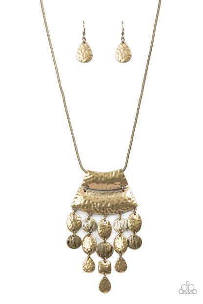 Totem Trek - Brass - Paparazzi Necklace