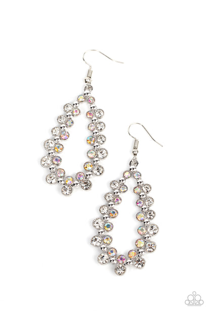 Its About to GLOW Down - White - Paparazzi Earrings