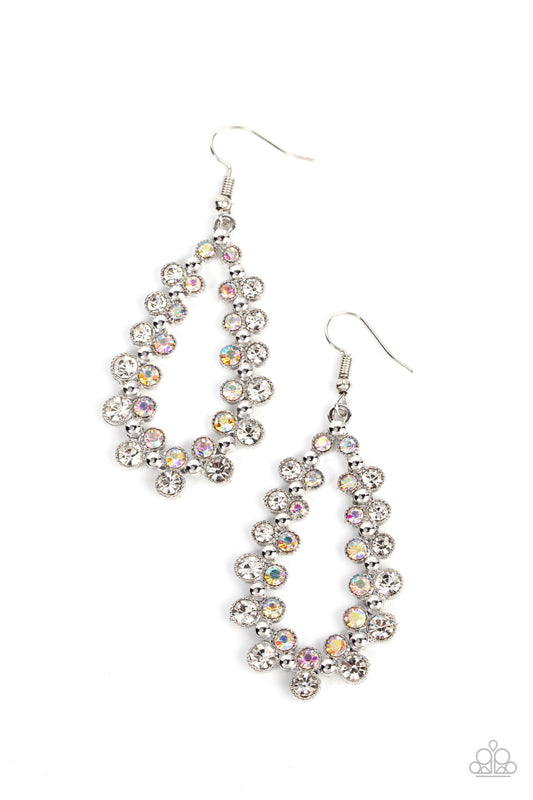Its About to GLOW Down - White - Paparazzi Earrings