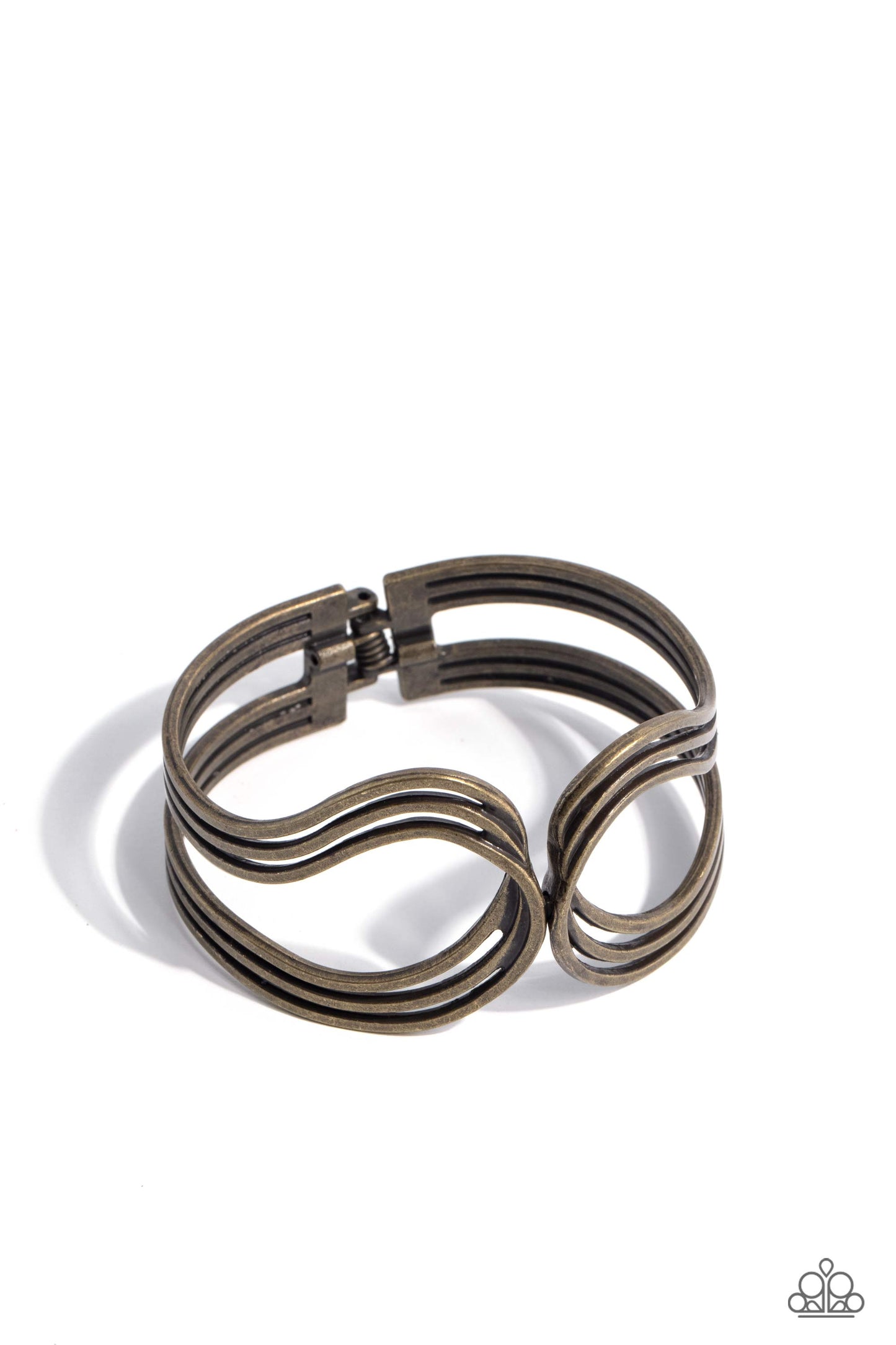 Shockwave Attitude - Brass - Paparazzi Earrings