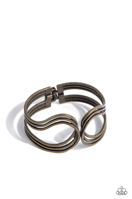 Shockwave Attitude - Brass - Paparazzi Earrings