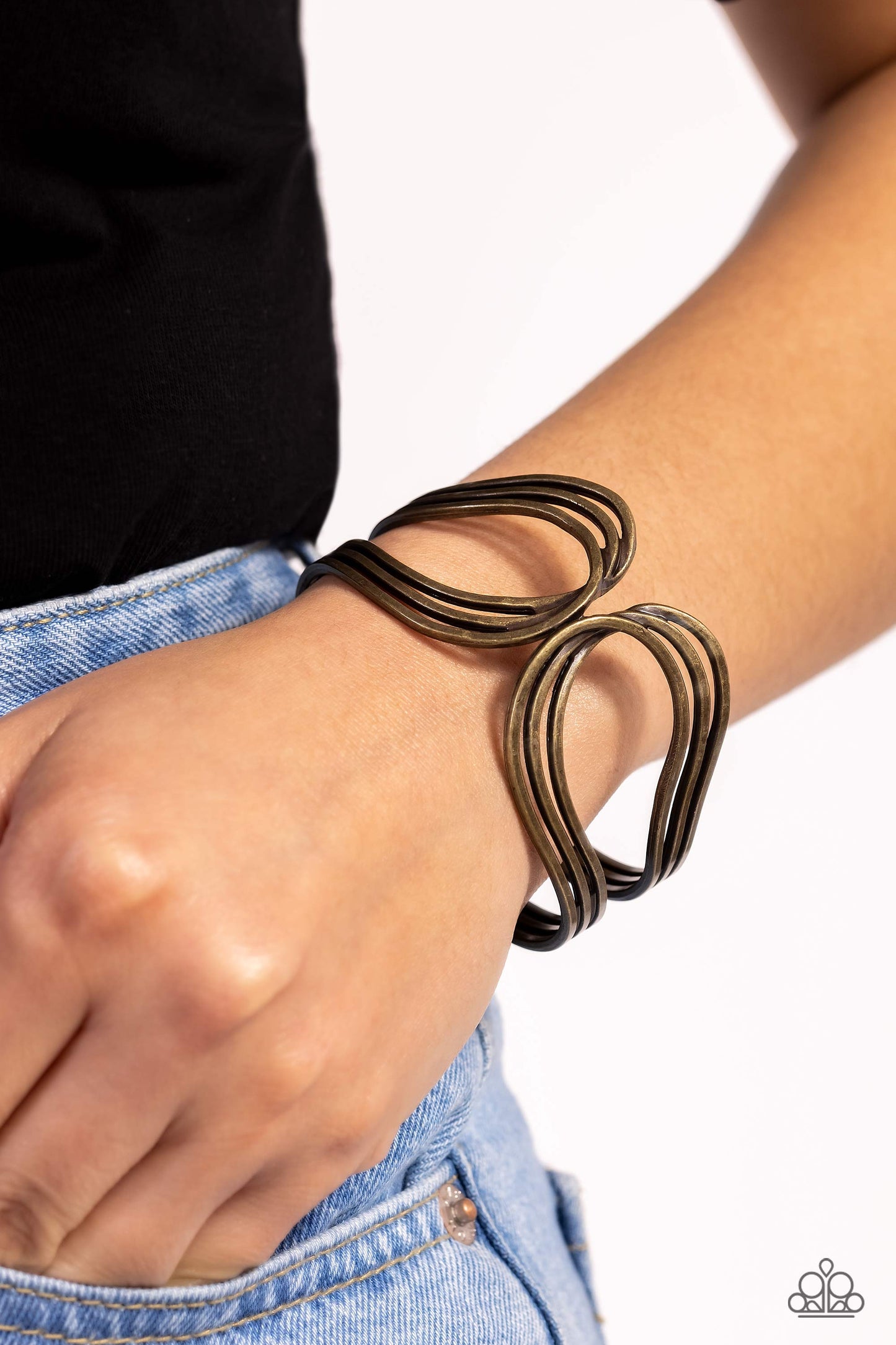 Shockwave Attitude - Brass - Paparazzi Earrings