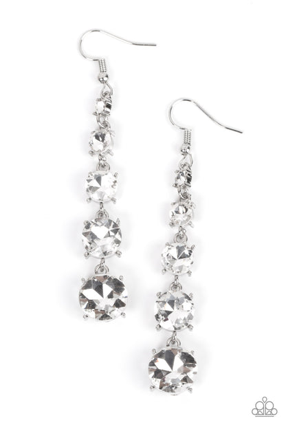 Red Carpet Charmer - White - Paparazzi Earrings