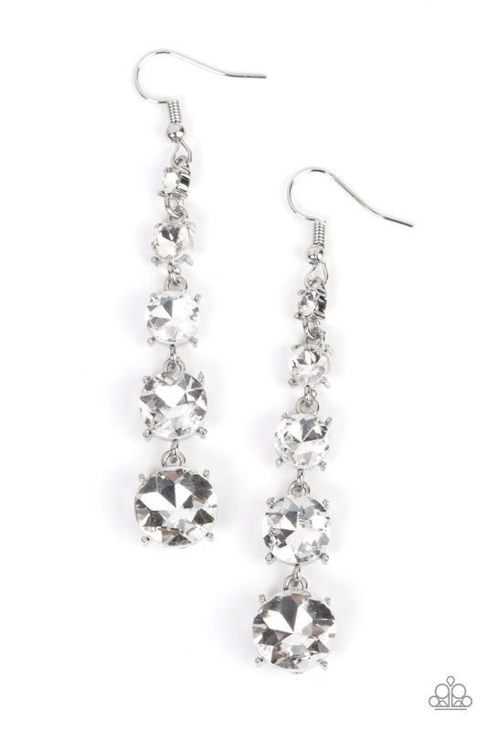 Red Carpet Charmer - White - Paparazzi Earrings