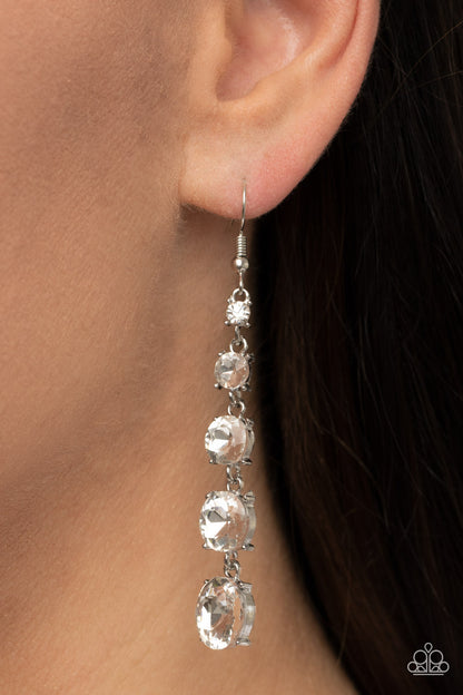 Red Carpet Charmer - White - Paparazzi Earrings