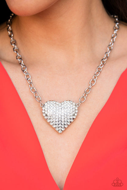 Heartbreakingly Blingy - White - Paparazzi Necklace