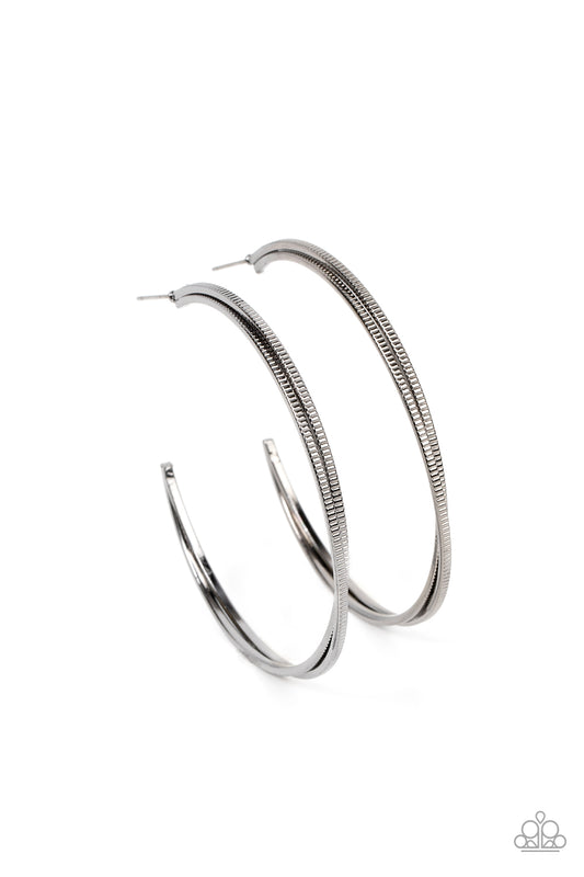 Monochromatic Curves - Black - Paparazzi Earrings
