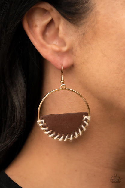 Lavishly Laid Back - Brown - Paparazzi Earrings