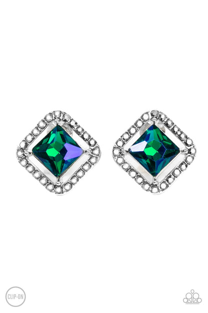 Cosmic Catwalk - Green - Paparazzi Clip On Earrings