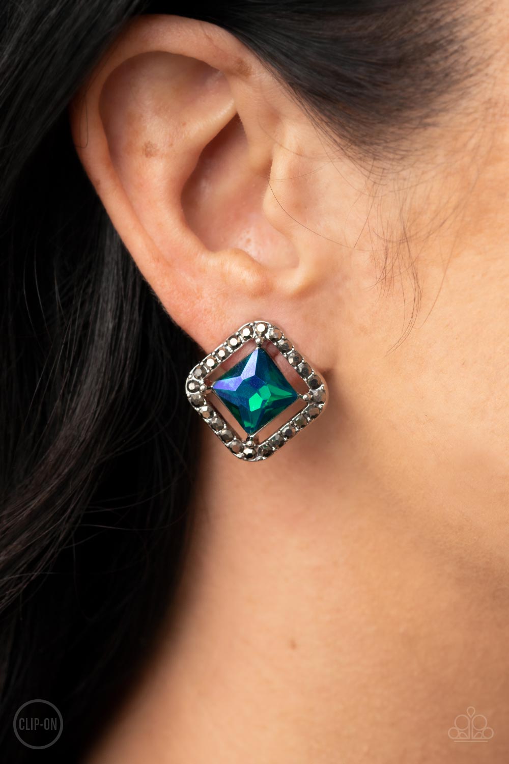 Cosmic Catwalk - Green - Paparazzi Clip On Earrings