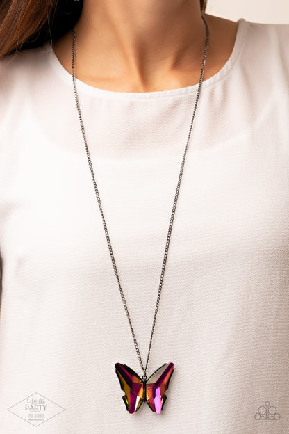 The Social Butterfly Effect - Multi - Paparazzi Necklace (2021 Life of the Party Pink Diamond)