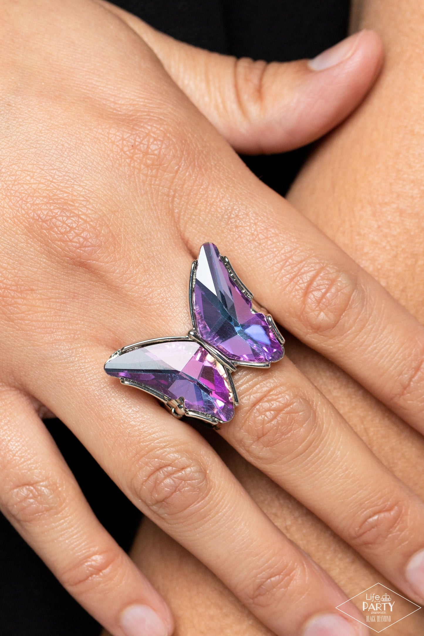 Fluorescent Flutter - Purple - Paparazzi Ring (2023 May Black Diamond LOP)