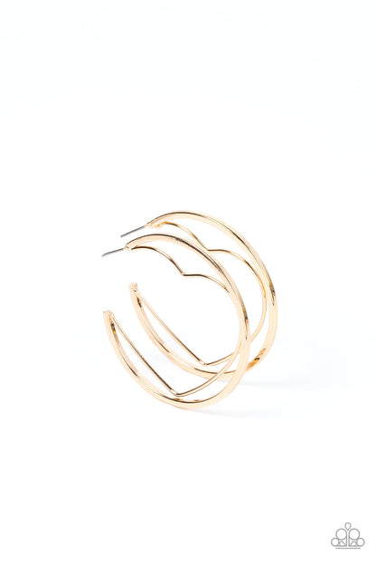 Love Goes Around - Gold - Paparazzi Earrings