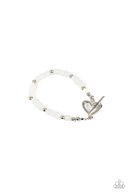 Following My Heart - White - Paparazzi Toggle Bracelet