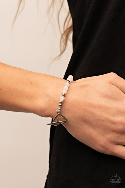 Following My Heart - White - Paparazzi Toggle Bracelet