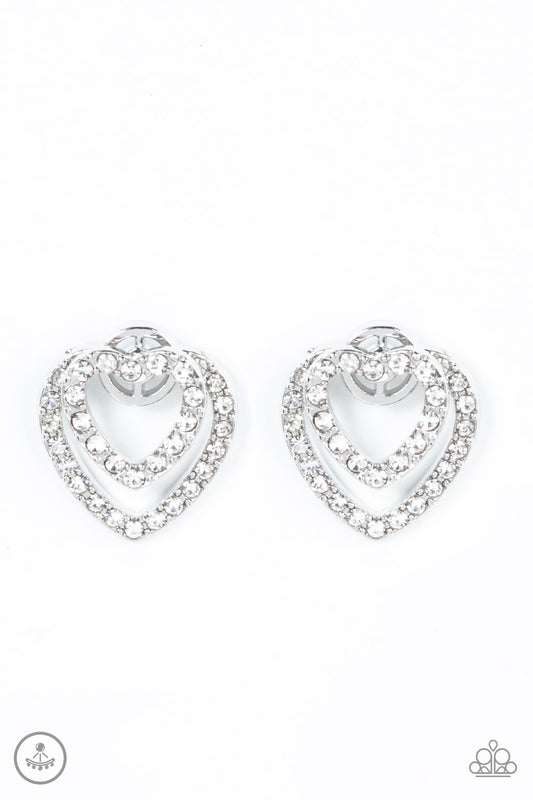 Ever Enamored - White - Paparazzi Earrings