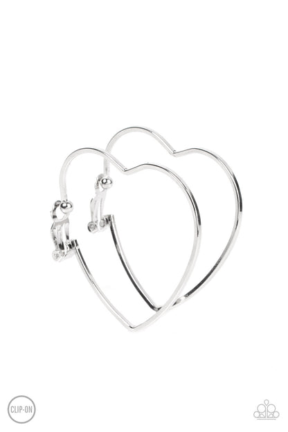 Harmonious Hearts - Silver - Paparazzi Clip On Earrings