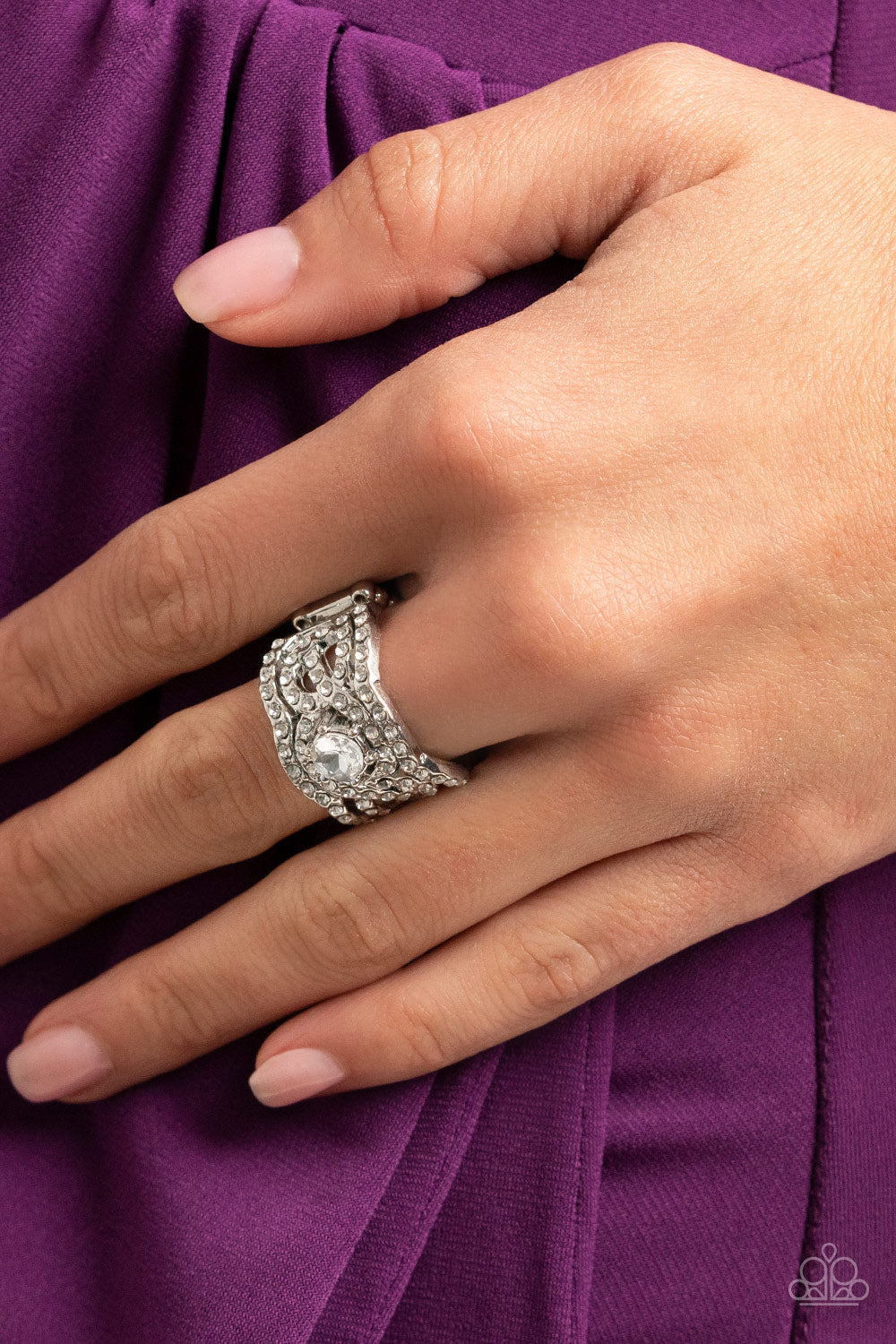 Doting on Dazzle - White - Paparazzi Ring (LOP)