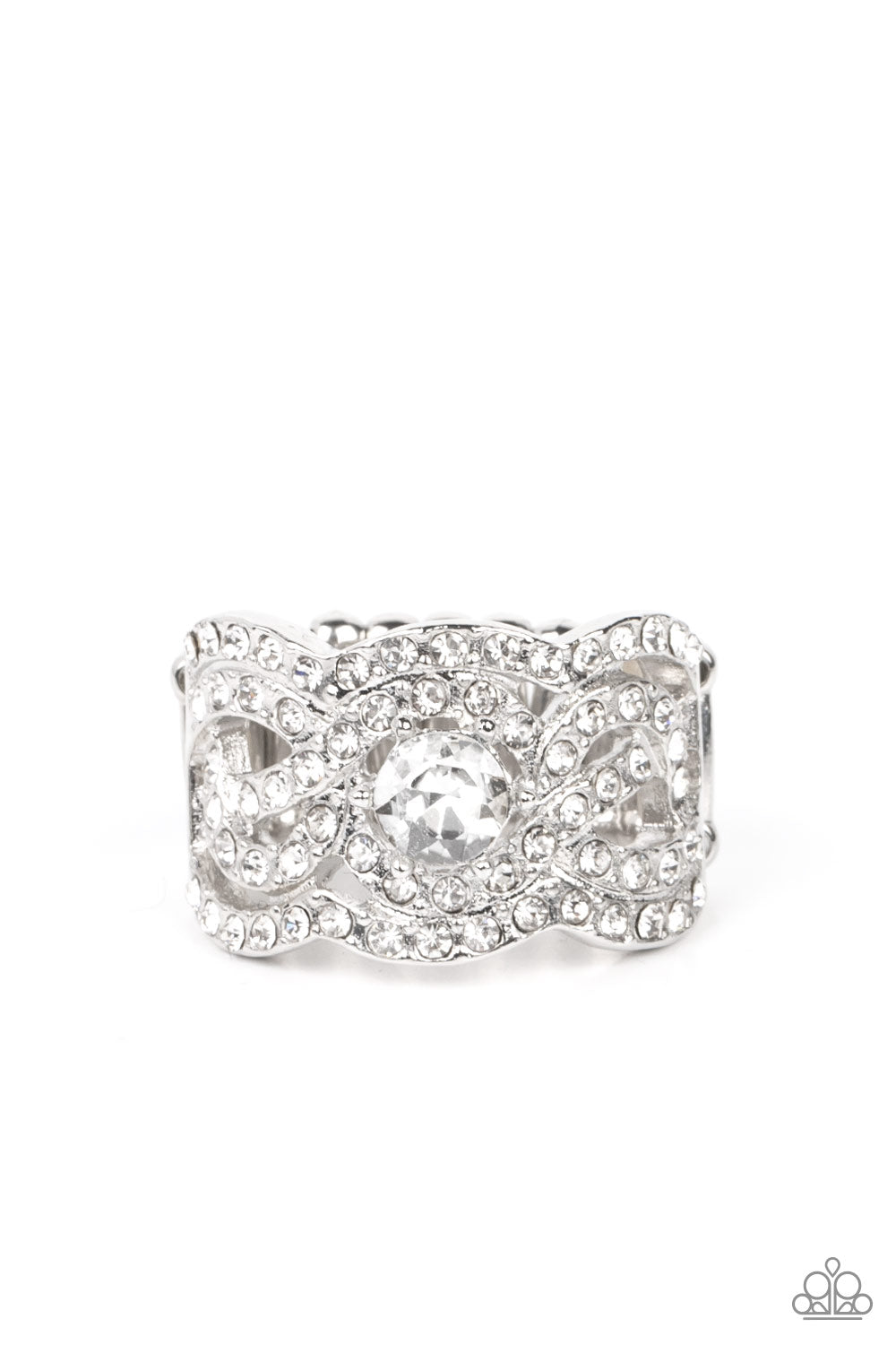 Doting on Dazzle - White - Paparazzi Ring (LOP)