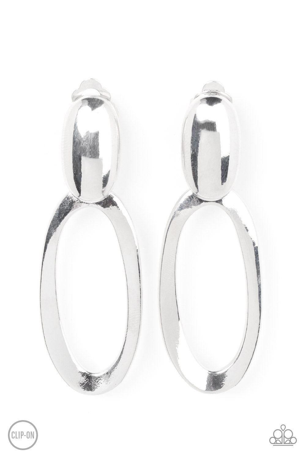 Pull OVAL! - Silver - Paparazzi Clip On Earring